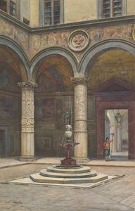 ヴェッキオ宮殿の中庭、フィレンツェ、19 世紀。 作： Francesco Salviati