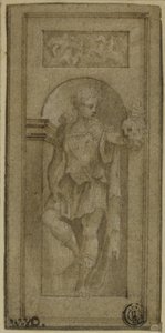 ゴリアテの首を持つダビデのニッチ像 作： Francesco Salviati