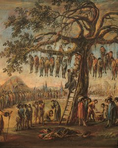 フランチェスコ・シモニーニによる「戦争の悲惨さ: 絞首刑にされた人々」、詳細 作： Francesco Simonini