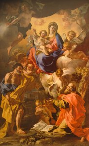 フランチェスコ・ソリメーナ（1657-1747）の「聖ペテロと聖パウロの間の聖母子」。 作： Francesco Solimena
