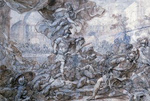 18世紀、メドゥーサの首を掲げたペルセウス 作： Francesco Solimena