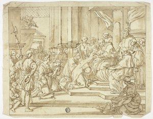 教皇、修道女に祝福を 作： Francesco Solimena