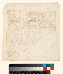 直腸：スパンドレルの女性像の研究。ヴァーソ：1747年以前の紙の裏側に描く 作： Francesco Solimena