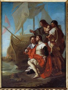 探検家クリストファー・コロンブス(1451-1506)のアメリカ到着 フランチェスコ・ソリメーナ(Francesco Solimena dit l