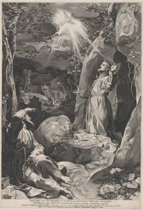 聖痕を受ける聖フランチェスコ 作： Francesco Villamena, after Federico Barocci