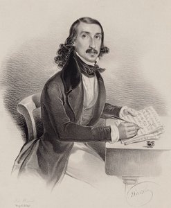 歌手で作曲家のジャシント・マラスの肖像 1810～1883年、1840年。 作： Francesco Wenzel