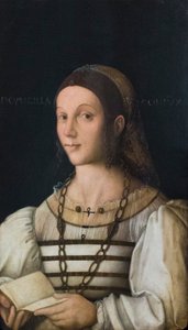 ロランド・パラヴィチーノの妻ドミティッラ・ガンバラの肖像 1510年頃（木に油彩） 作： Francesco Zaganelli di Bosio