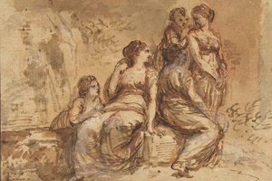 風景の中の 5 人の若い女性、1702 年から 88 年。 作： Francesco Zuccarelli