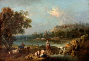 農民と川のシーン 作： Francesco Zuccarelli