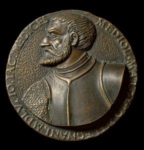 ジャン・ジャコモ・デ・メディチ・ディット・イル・メデジーノ（1497-1556）の胸像、イタリアのコンドッティエロ・メダル、フランチェスコ・ダ・サンガッロ・ディット・イル・マルゴッタ（1494-1576）製 フィレンツェ、バルジェッロ美術館蔵 作： Francesco da Sangallo