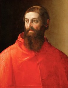 ロドルフォ・ピオ・デ・カルピ（ロドルフェ・デ・カルピ）（1500-1564） - 枢機卿ロドルフォ・ピオの肖像、ロッシ、フランチェスコ、デ（1510-1563）作。キャンバスに油彩、1545年頃。サイズ：71,5x57 cm。美術史博物館、ヴィエンヌ 作： Francesco de Rossi Salviati