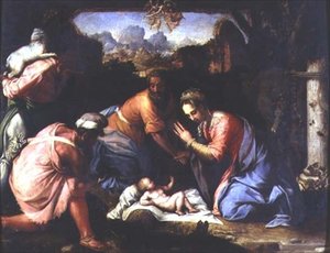 羊飼いたちの礼拝」 1525年頃（パネル） 作： Francesco de Rossi Salviati Cecchino