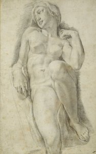 ミケランジェロ・ブオナローティ作「オーロラ」（白紙に黒チョーク 作： Francesco de Rossi Salviati Cecchino
