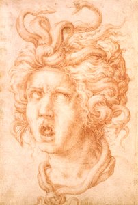 Medusa (giz vermelho sobre papel esbranquiçado) 作： Francesco de Rossi Salviati Cecchino