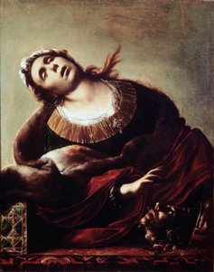 洗礼者ヨハネの首を持つヘロディアード サロメは洗礼者ヨハネの首を母親のヘロディアードに渡し、恍惚の表情を浮かべています。フランチェスコ・カイロ(1607-1665)作 17世紀 ヴィチェンツァの市民会館(Pinacoteca civica) 作： Francesco del Cairo