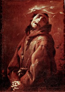 恍惚の表情を浮かべるアッシジの聖フランソワ フランチェスコ・デル・カイロ（1607-1665）の絵画 17世紀 日74x53 cm ミラノ、スフォルツァ城の市立美術館 作： Francesco del Cairo