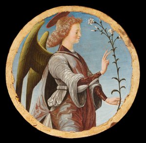 Griffoni Polyptych: 受胎告知の天使、1472～1473年頃。