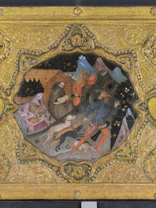 ダイアナとアクテオンの物語の詳細、聖ジェローム：カッソーネのパネル 作： Francesco di Michele