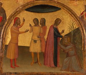 聖ヨハネ福音伝道者、アクテウスとオイゲニウス、ca。 1370。 作： Francescuccio Ghissi