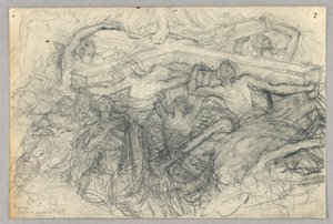 十字架を持つ人物のスケッチ 作： Francis Augustus Lathrop