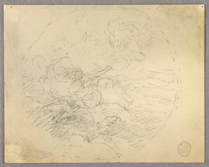 円の中の人物のスケッチ 作： Francis Augustus Lathrop