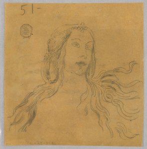 女性の頭のスケッチ 作： Francis Augustus Lathrop