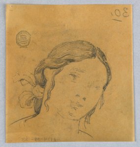女性の頭のスケッチ 作： Francis Augustus Lathrop