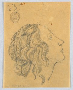 プロファイルの女性の頭のスケッチ 作： Francis Augustus Lathrop