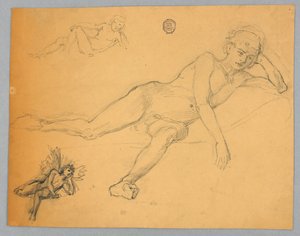 男性ヌードのスケッチ 作： Francis Augustus Lathrop