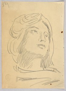 女性の頭のスケッチ 作： Francis Augustus Lathrop