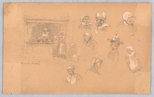 モン・サン・ミッシェルとヴィトレの町民のスケッチ 作： Francis Augustus Lathrop