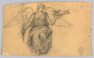 春、翼のある人物のスケッチ 作： Francis Augustus Lathrop