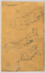 女性のヌードの 3 つのスケッチ 作： Francis Augustus Lathrop