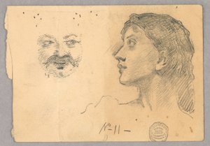 女性の頭と顔 作： Francis Augustus Lathrop