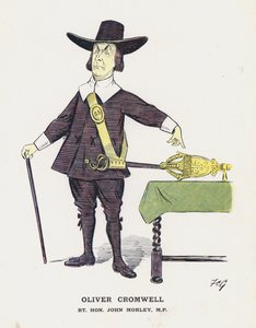 オリバー・クロムウェル氏、ジョン・モーリー氏（カラーリトグラフ 作： Francis Carruthers Gould