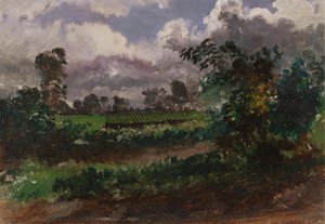 デヴォンシャー州エクスマウスにある彼の家からアーティストの庭を望む 作： Francis Danby