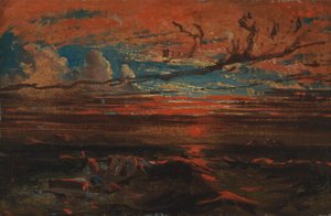 嵐の後の海の夕日
