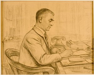 バートリー警視 (レナード・S・フラットマン) (バフ紙にクレヨンと鉛筆) 作： Francis Dodd