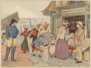 ベッドフォードのお店の本魚屋（カラーリトグラフ）