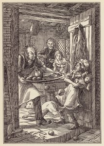 チャールズ・ディケンズ作『囲炉裏のコオロギ』の挿絵（カラーリトグラフ） 作： Francis Donkin Bedford