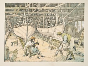 The Shipbuilder, from Four and Twenty Toilers, pub.1900年（カラーリトグラフ）