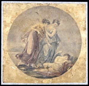 ベンジャミンウェスト（1738-1820）1778-81（機械絵画）による絵画の後の優美の目覚めキューピッド