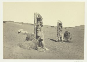 1857 年、ヌビアのワディ サブアにある巨像とスフィンクス。 作： Francis Frith