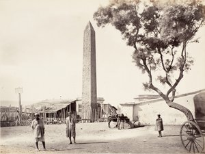 エジプトのオベリスク、クレオパトラの針、アレクサンドリア、エジプト、ca. 1870年。 作： Francis Frith