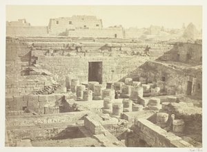 Medinet-Haboo での新しい発掘調査、1860 年、1862 年に印刷。 作： Francis Frith