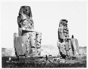 メムノンの巨像、テーベ、エジプト、1860年 作： Francis Frith