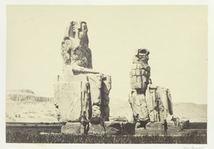 メムノンの彫像、テーベ平原、1857年。 作： Francis Frith