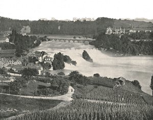 ライン川の滝、シャフハウゼン、スイス、1895年。 作： Frith and Co