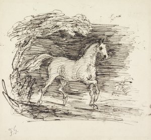 森の中を駆け巡る灰色の馬 作： Francis Grant