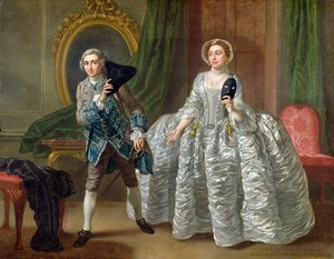 ベンジャミンホードリー（1676〜1761）1747による「怪しい夫」のデビッドギャリックとプリチャード夫人